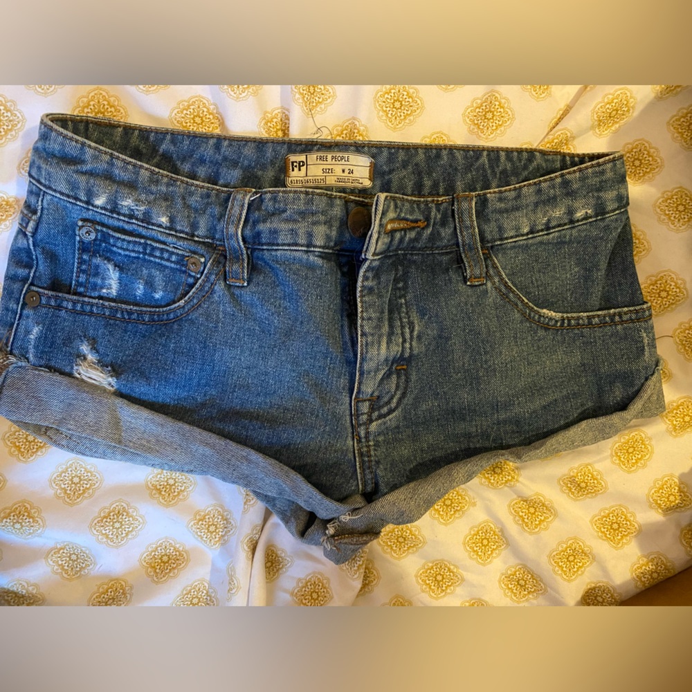 Free people mini denim shorts with cuff